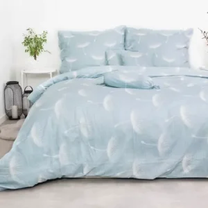 Rychlé Dodání 7dílná sada francouzského povlečení Chmýří světle modré – s prostěradlem 220 × 230 cm