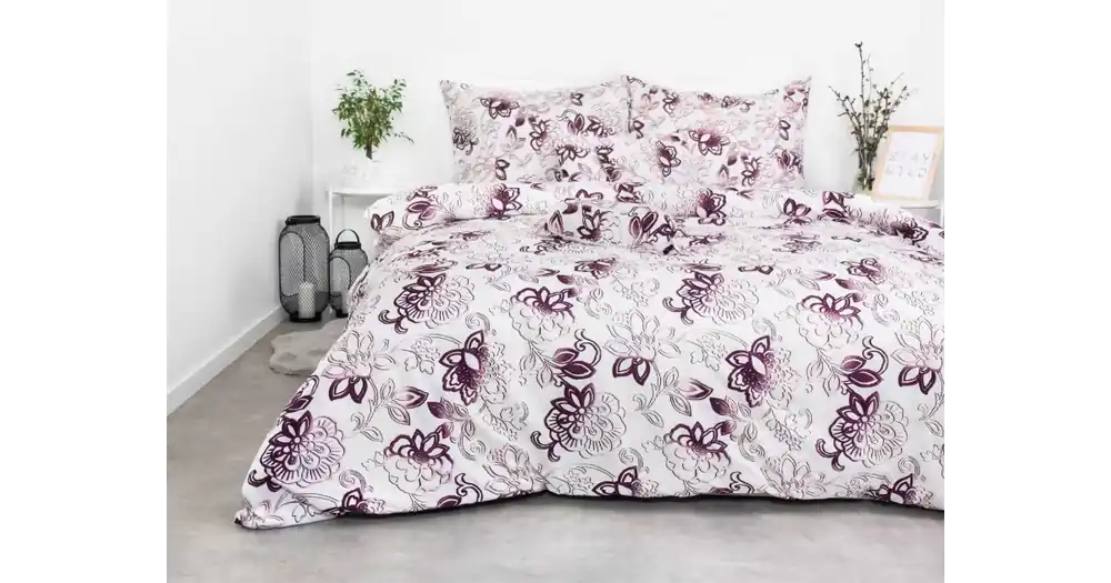 Aktuální 7dílná sada francouzského povlečení Maryna fialové – s prostěradlem 220 × 230 cm