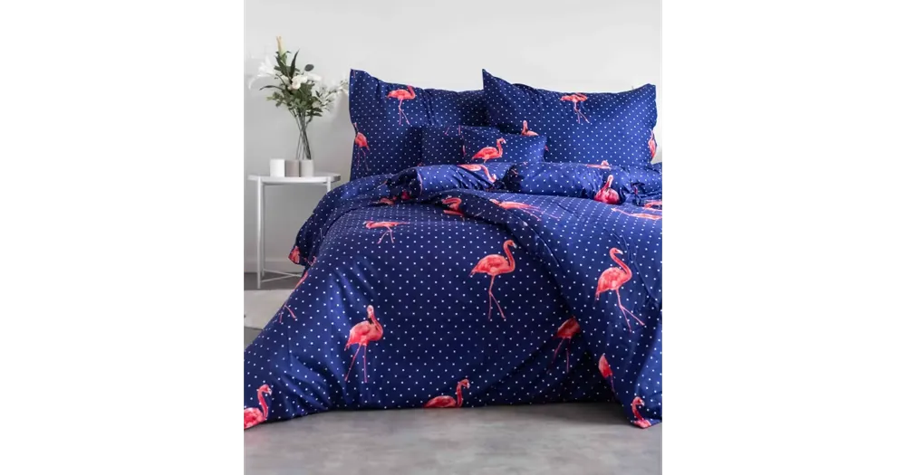 Nejlepší Volba 8-dílná sada povlečení na 2 postele Flamingo - s prostěradlem 220x230cm