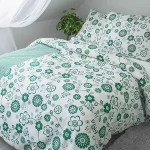 Cenově Výhodný BAVLNĚNÉ POVLEČENÍ BARBARA - Flower zelená