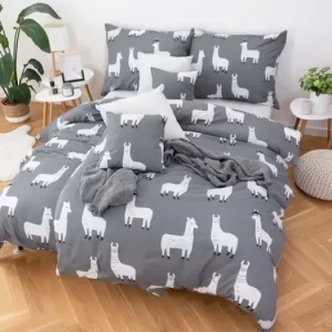 Bavlněné povlečení Dita – Lama šedé + malý povlak na polštářek Must-Have