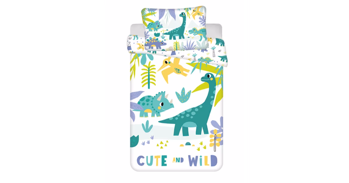 Výprodej Bavlněné povlečení do postýlky - Dino "Cute and wild" baby