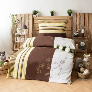 Aktuální BAVLNĚNÉ POVLEČENÍ na 2 postele - Leontýna hnědá