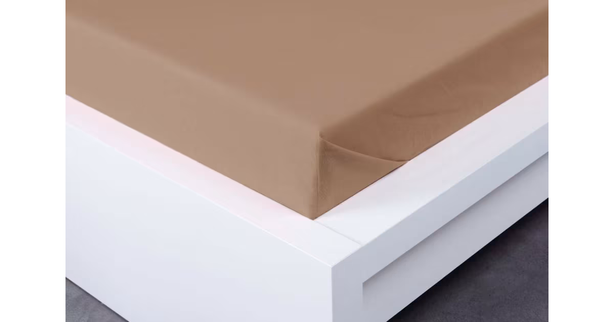 BAVLNĚNÉ PROSTĚRADLO 140x225cm světle hnědé Akční Nabídka