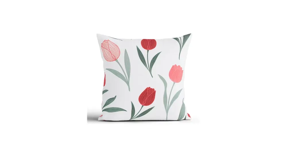 Bavlněný povlak na polštář Renforcé 40 x 40 cm - Květy tulipánů červené Ihned K Objednání