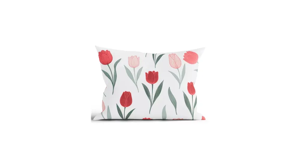 Výhodná Nabídka Bavlněný povlak na polštář Renforcé 40 x 60 cm - Květy tulipánů červené