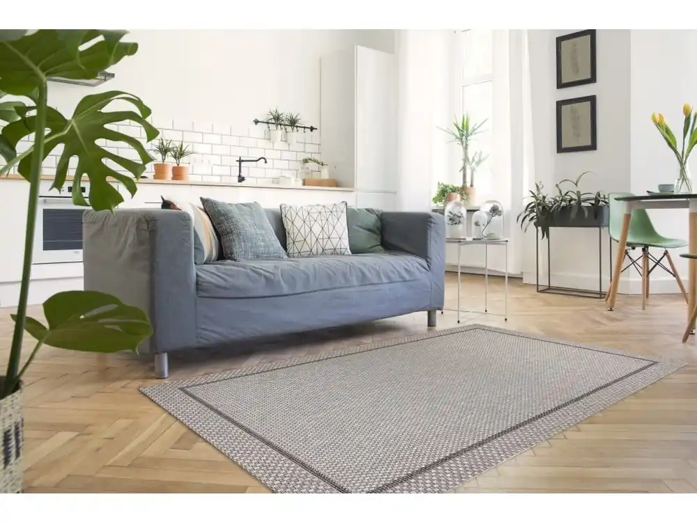 Koupit Online Odolný koberec Sisi Boho - rám - světle šedý