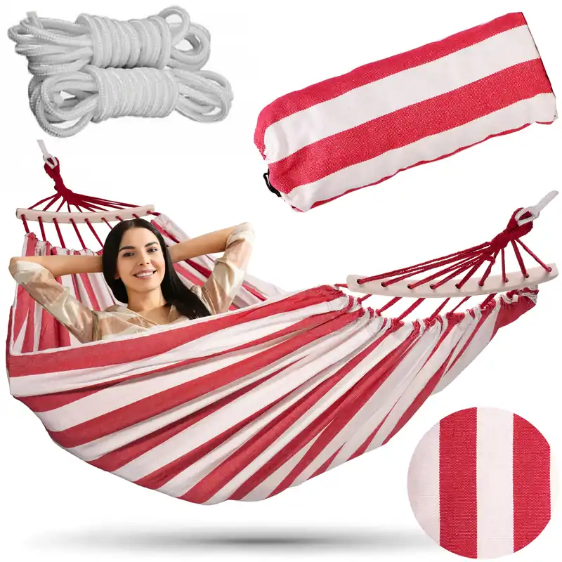 Dvoumístná houpací síť EDEN PANNA COTTA 150x260 cm s pruhy Top Prodej