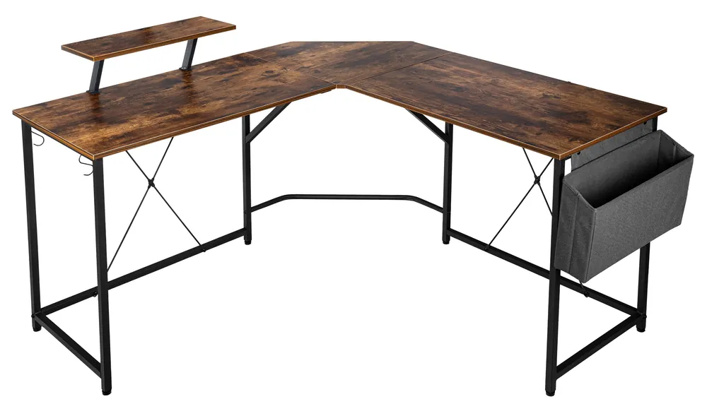 Značkový Rohový kancelářský stůl AMORA Rustic