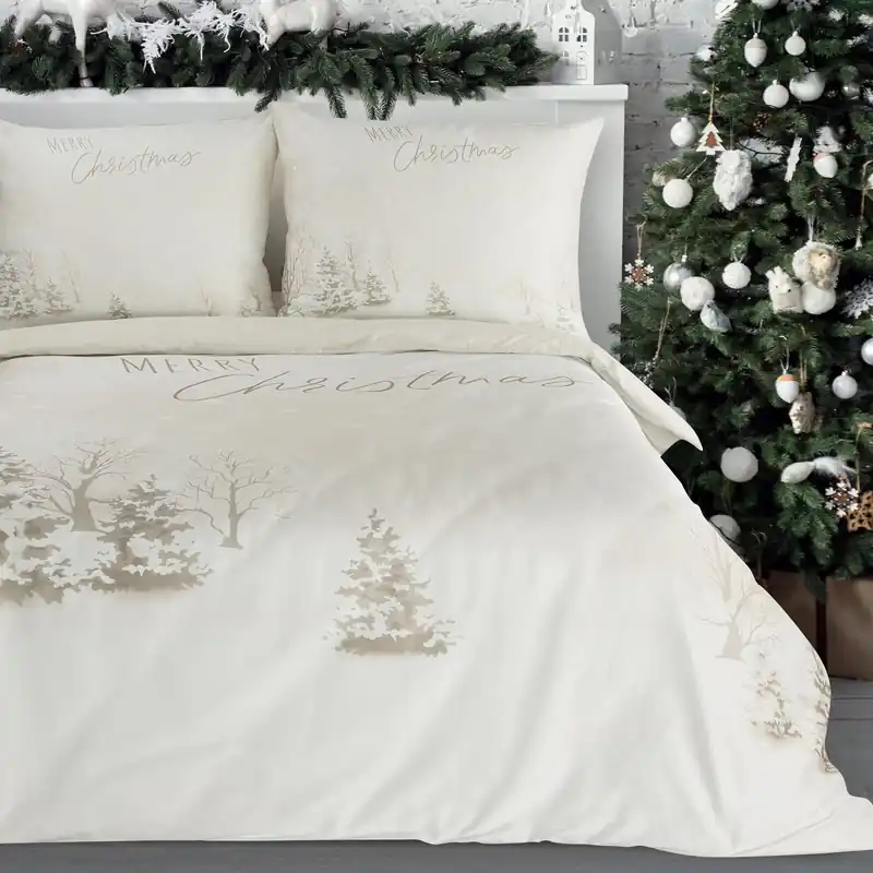 Ložní souprava SNOWFLAKE béžová / bílá Časově Omezené