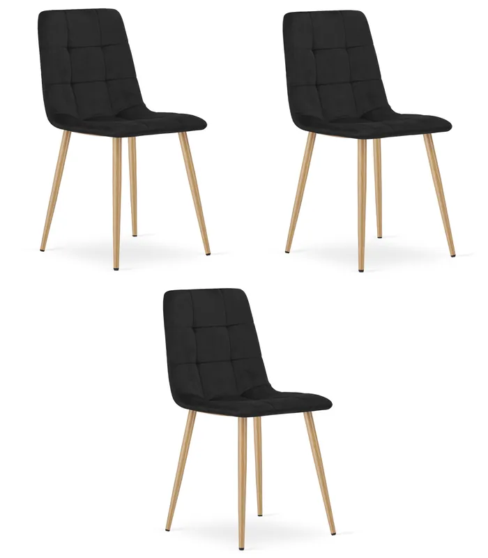 Set tří jídelních židlí KARA sametové, černé / hnědé nohy (3 ks) Přímo Od Výrobce