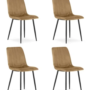 Nejprodávanější Set čtyř jídelních židlí LAVA sametové, hnědé / černé nohy (4 ks)