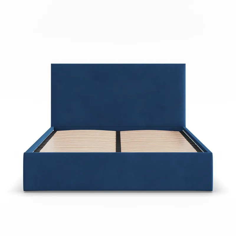 Manželská postel PAOLA Velvet 140×200 cm tmavě modrá Akční Nabídka