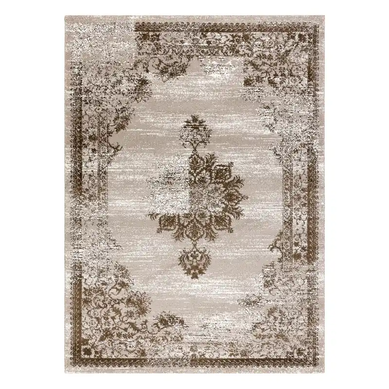 Koberec SAMPLE Este Friese Soft KLASYK Ornament ramka hnědý / béžový Výhodná Nabídka