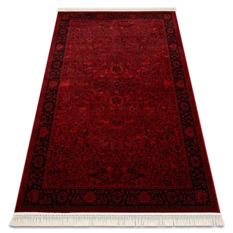 Levný Koberec ORIENT 5125 s třásněmi / rám, orientální / klasický, bordó / černý
