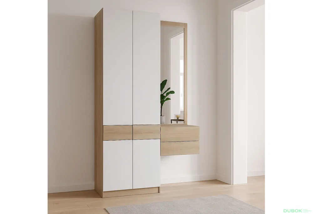 Kup Teď Sada 105 cm s šatní skříní dub sonoma / bílá Sola