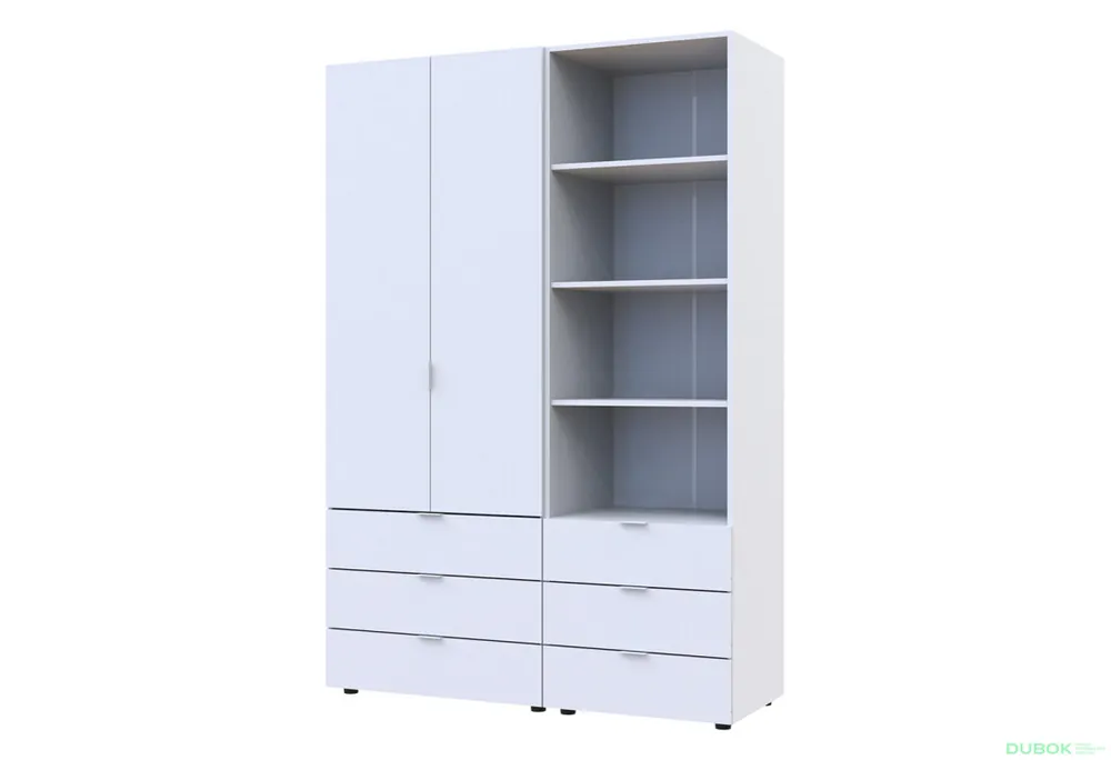 Finální Výprodej Skříň 2D s regálem se zásuvkami Gelar 137.5 cm bílý