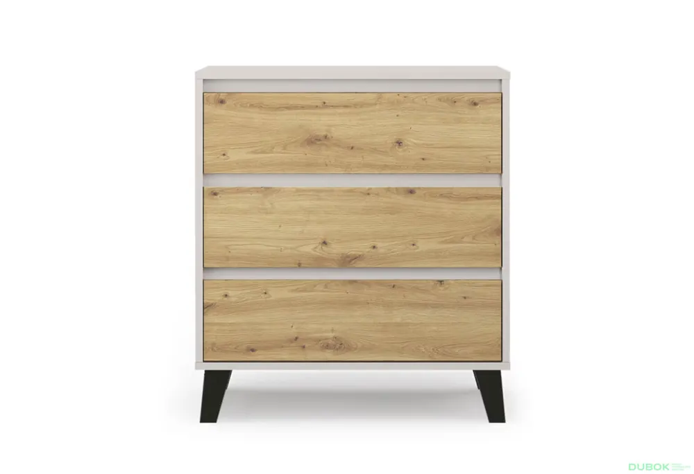 Oblíbený Komoda Borg 3s/70 kašmír / dub artisan