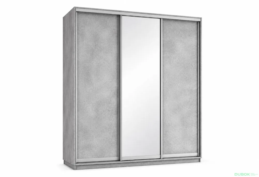Skříň s posuvnými dveřmi 2000x2200x600 2LTD 1 Zrcadlo Industrial, profil stříbrný Finální Výprodej