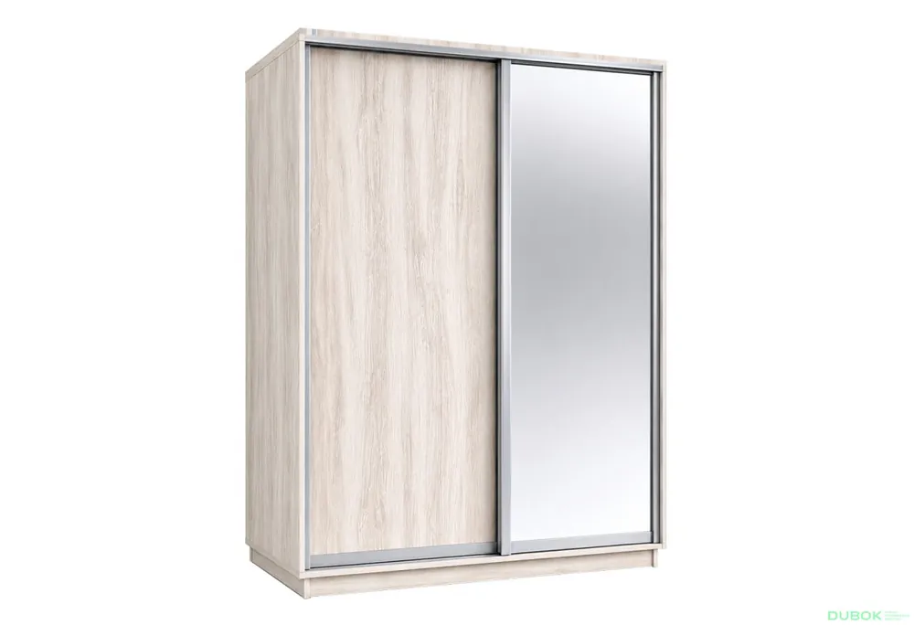Poslední Šance Skříň s posuvnými dveřmi 1800x2400x600 1LTD 1 Zrcadlo Artwood světlý, profil stříbrný
