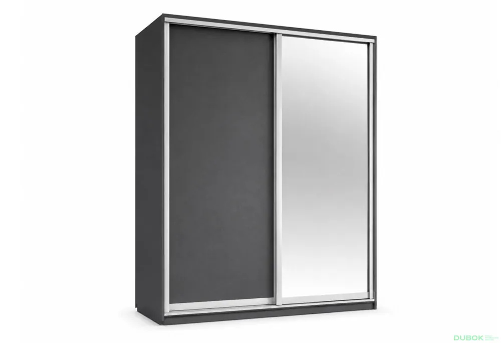 Nakupujte Hned Skříň s posuvnými dveřmi 1800x2400x600 1LTD 1 Zrcadlo grafit šedý, profil stříbrný