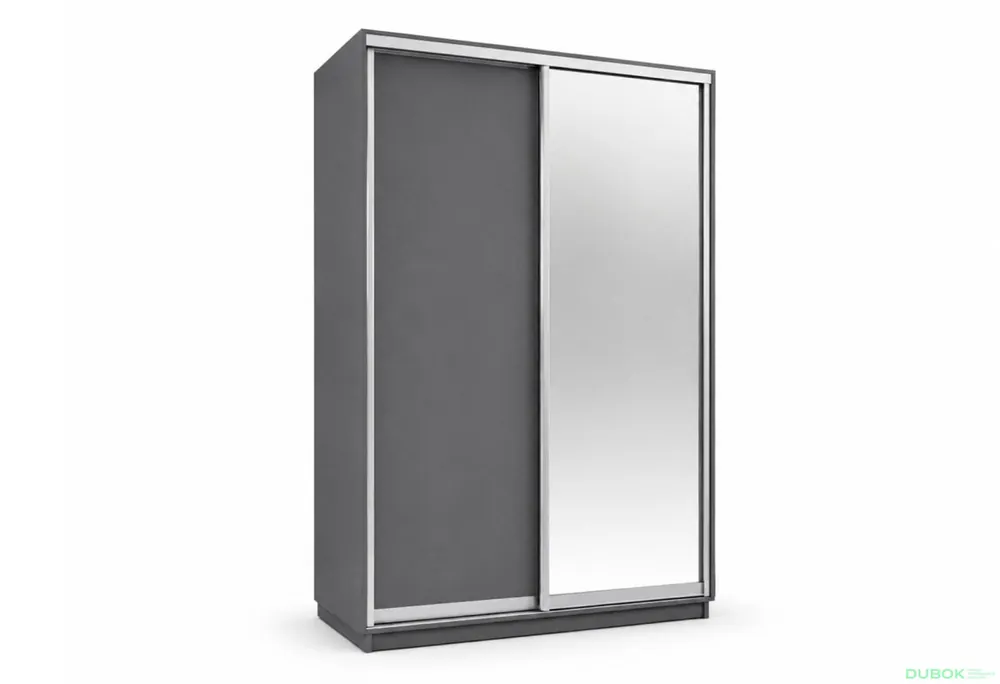 Nejlepší Volba Skříň s posuvnými dveřmi 1500x2200x600 1LTD 1 Zrcadlo grafit šedý, profil stříbrný