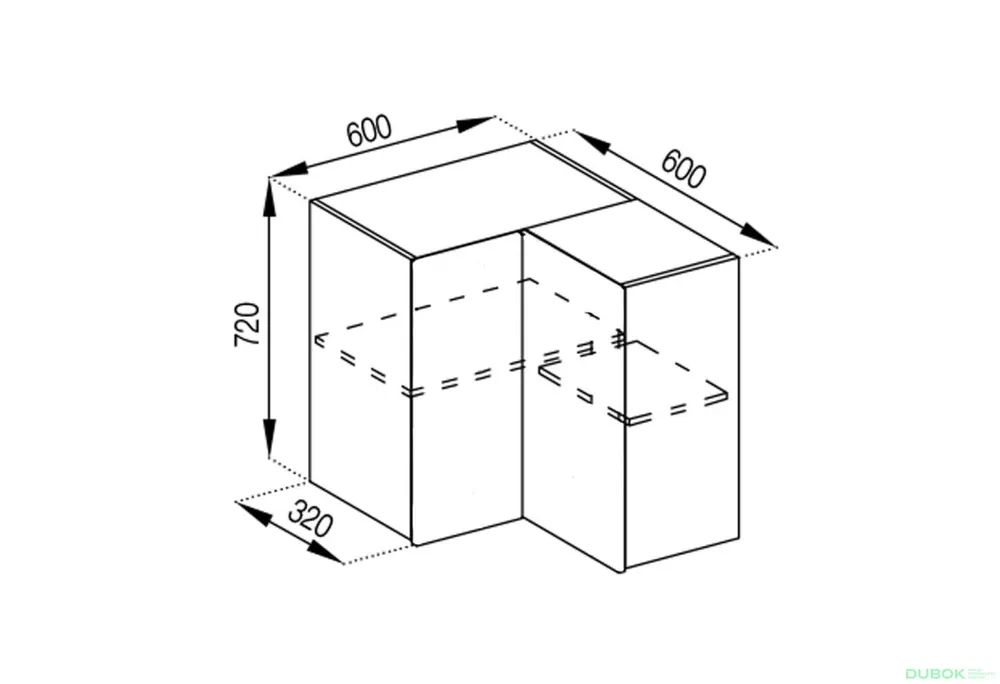 Korpus V 60x60 přímý roh Must-Have