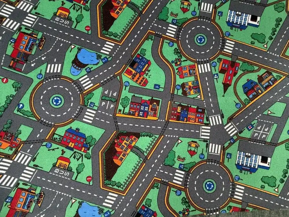 Dětský metrážový koberec - Playtime City 2,96 x 4,30m II.jakost Výhodná Nabídka