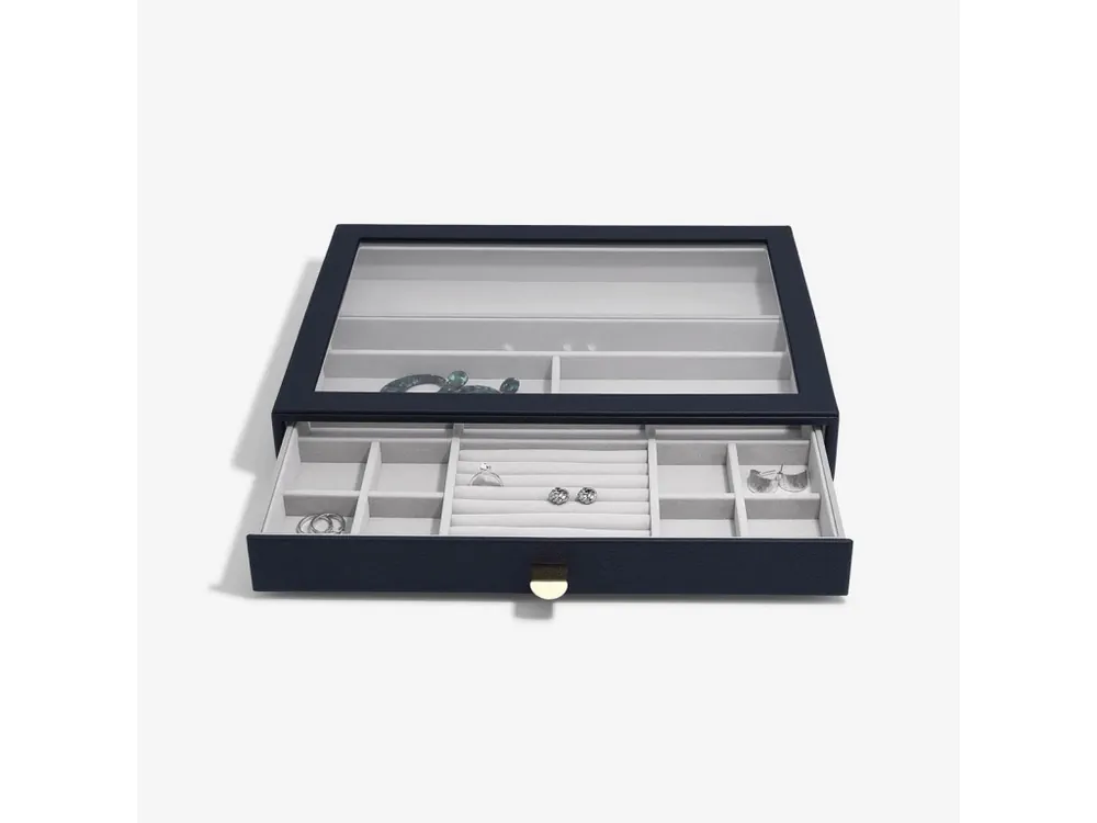 Šperkovnice se šuplíkem Stackers Navy Pebble Supersize Display Drawer tmavě modrá Sezónní Sleva