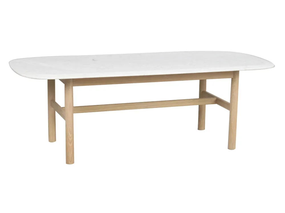 Oválný konferenční stolek Rowico Home HAMMOND 135x62 cm Bílý/Světle hnědý Cenový Hit