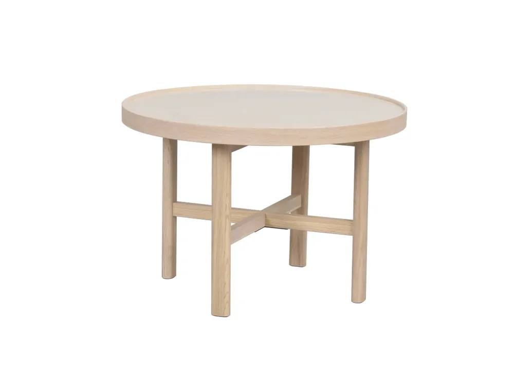 Kulatý konferenční stolek Rowico Home MARSDEN 60 cm Běžový/Světle hnědý Nízká Cena