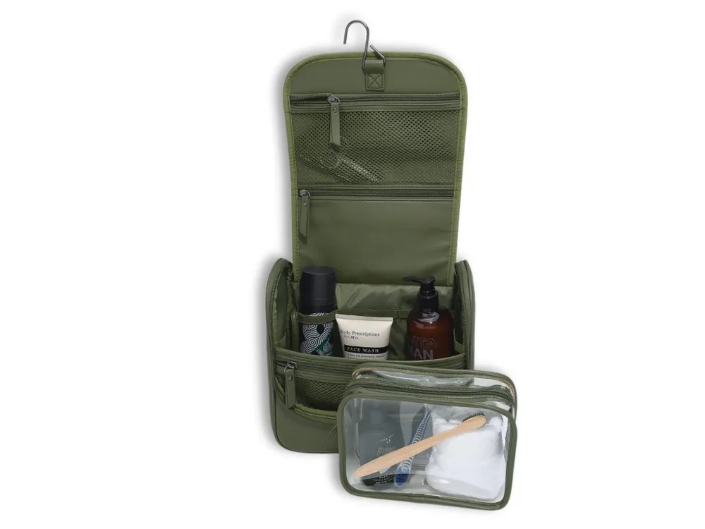 Pánská kosmetická taška Stackers Hanging Washbag Green Canvas zelená Nejprodávanější