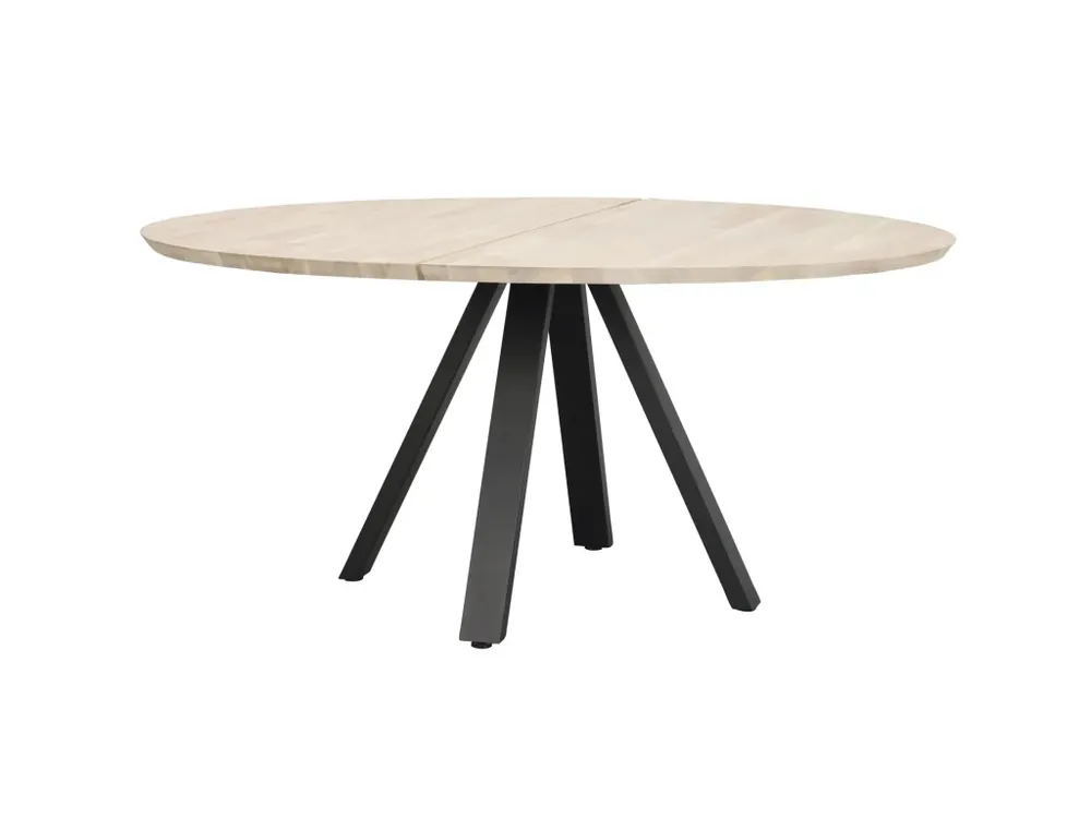 Kulatý jídelní stůl Rowico Home CARRADALE Whitewash/black, 150x150 cm přírodní, černá Super Cena