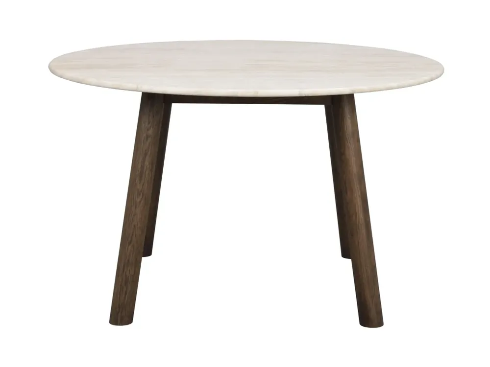 Jen Po Omezenou Doba Kulatý jídelní stůl s deskou z travertinu Rowico Home TARANSAY Beige/brown, 125x125 cm béžová, hnědá