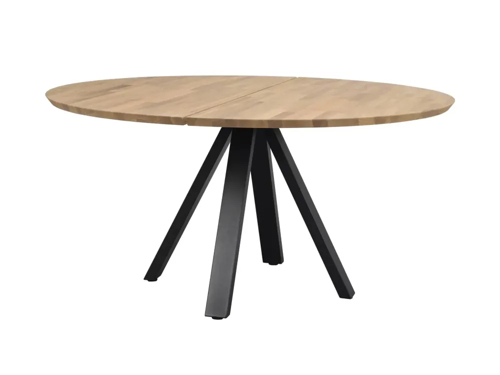 Kulatý jídelní stůl z masivního dubu Rowico Home CARRADALE Oak/black, 150x150 cm dub, přírodní, černá Nakupujte Hned