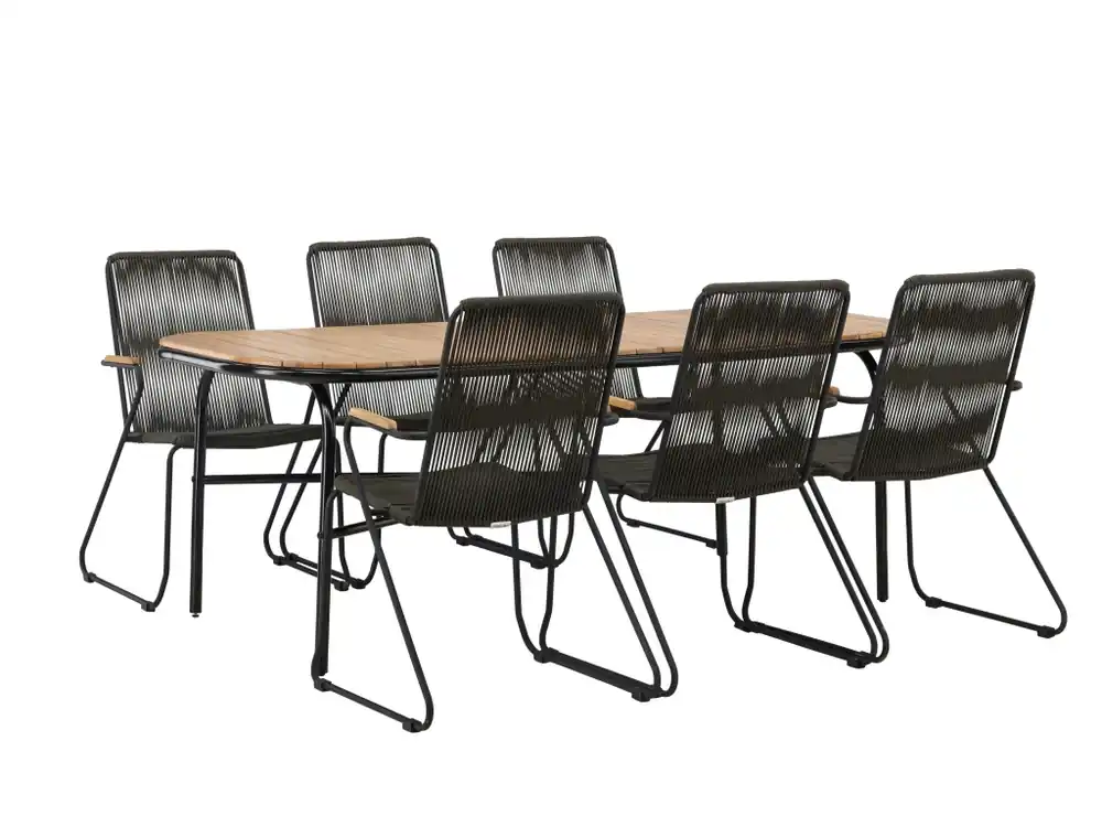 Zahradní sestava stolku a jídelních židlí Venture Home HOLMBECK - BOIS černá, přírodní Dokud Zásoby Vydrží